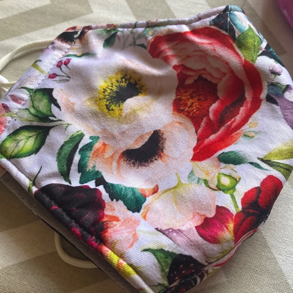Floral & Solid Reusable Face Mask Set - Pink Floral, Rose Floral, Solid Coral